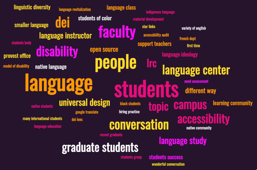 Word cloud based on interviews with US language center staff